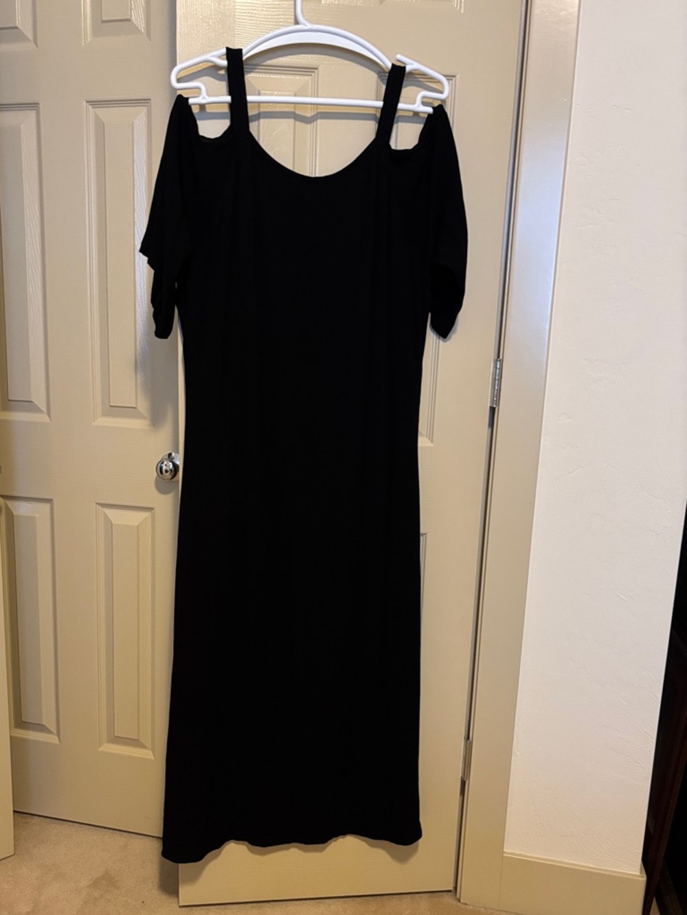 Soft Surroundings Black Cold-Shoulder Maxi Dress Soft Rayon - size L